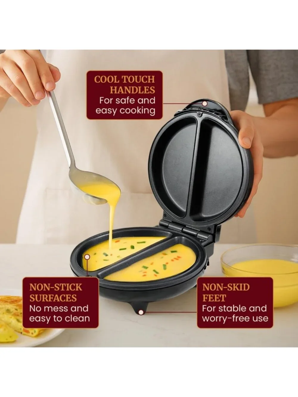 Non-Stick Omelet & Frittata Maker, 6.5-Inch, Easy Clean, Kitchen Essential